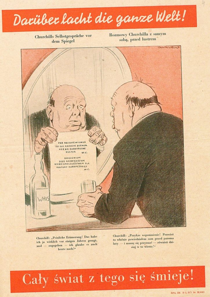 Fot. 2. Plakat pt. „Rozmowy Churchilla z samym sobą, przed lustrem”. Źródło: I.Z. Dok. I – 255. 