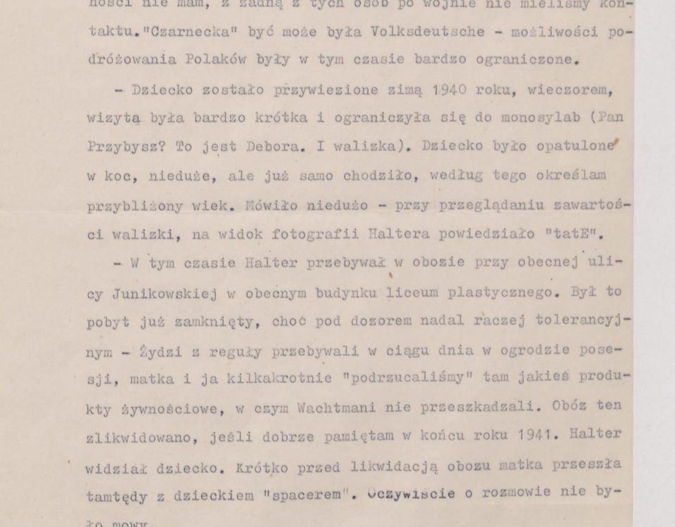 Fot. 1. Fragment wspomnień Janusza Przybysza z jego odręcznymi poprawkami. Źródło: I.Z. Dok. II – 464.