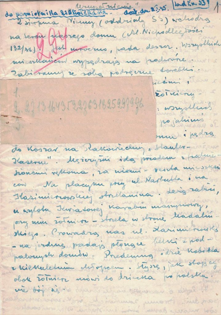 Fot. 3. Rękopis protokołu nr 294. Relacja złożona przez prof. Alodię Kawecką-Gryczową. Nazwisko było pierwotnie zaszyfrowane. Źródło: I.Z. Dok. V-223.